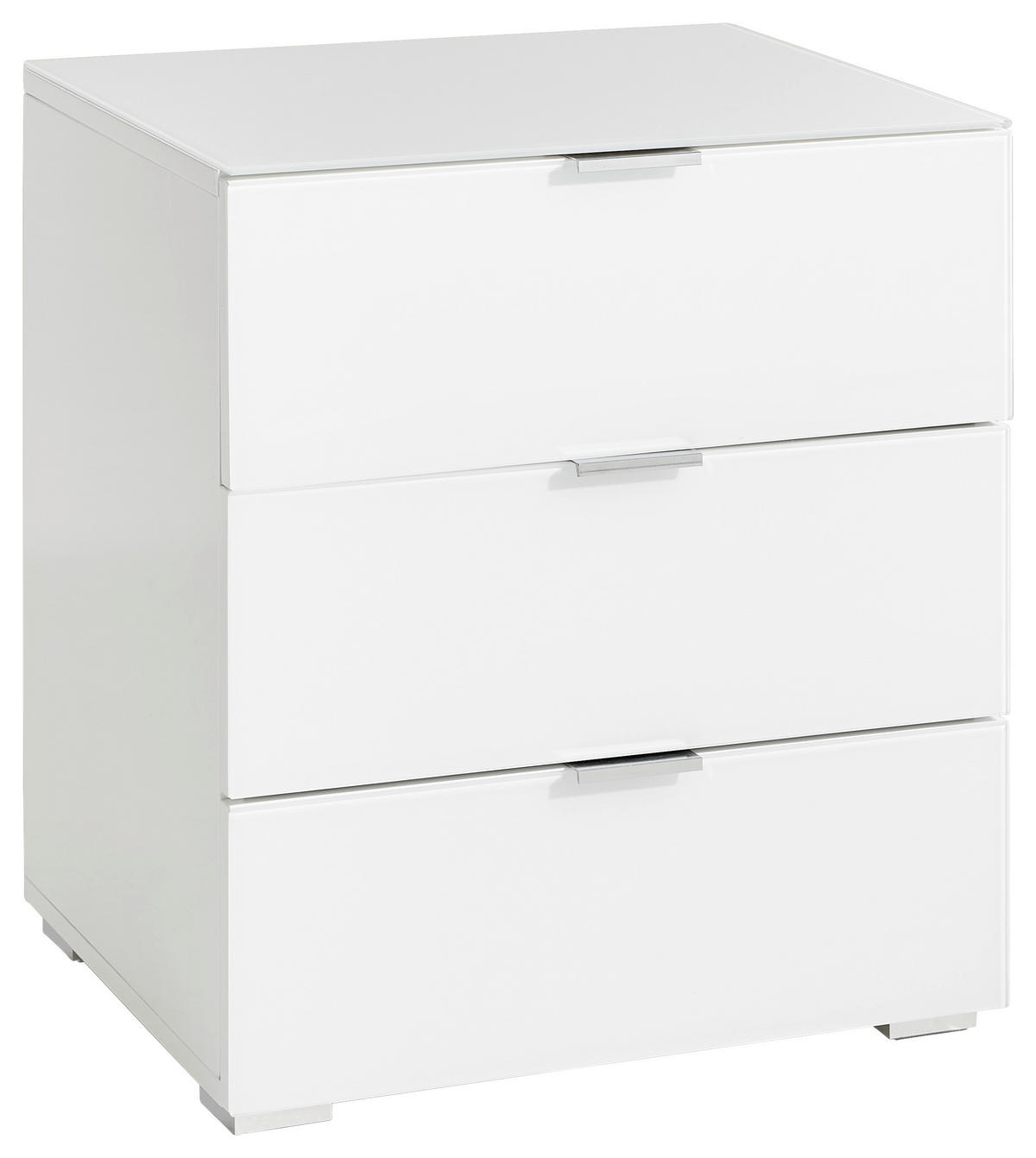 NACHTSCHRANK 50/56/42 cm  - Chromfarben/Weiß, Design, Glas/Holzwerkstoff (50/56/42cm) - Novel