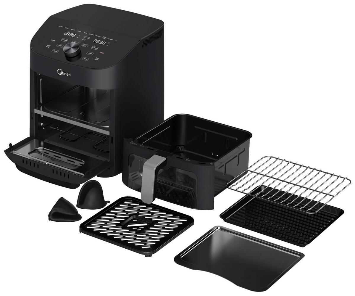 HEIßLUFTFRITTEUSE Airfryer MAD1100DADK 6,4 + 4,4 L  - Silberfarben/Schwarz, Basics, Kunststoff/Metall (42,5/40,5/32,5cm) - Midea