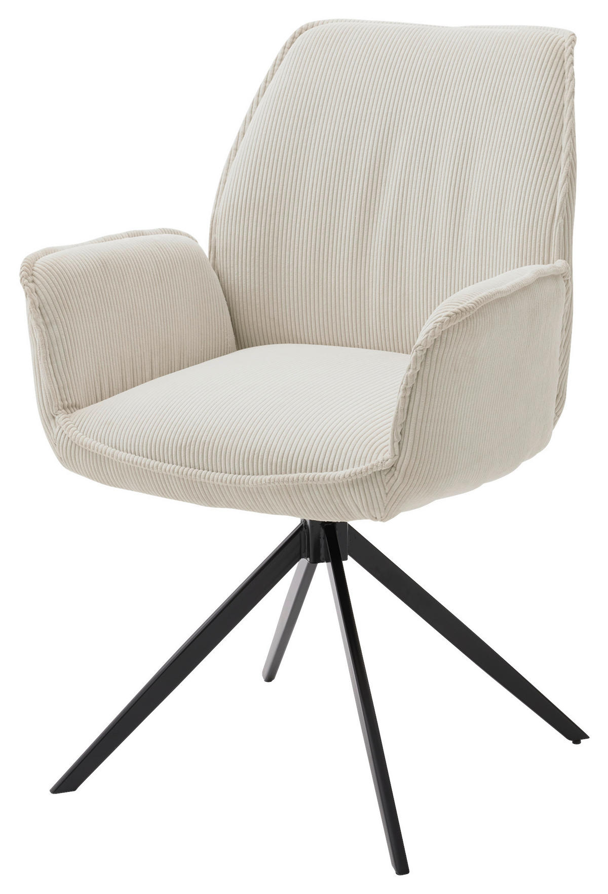 ARMLEHNSTUHL  in Cord  - Creme/Schwarz, Design, Textil/Metall (63/65/91cm) - Musterring