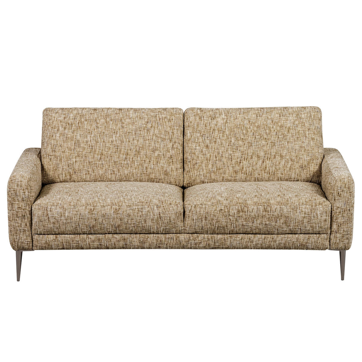 3-SITZER-SOFA Webstoff Hellbraun  - Hellbraun/Schwarzchrom, Design, Textil/Metall (187/85/92cm) - Livetastic