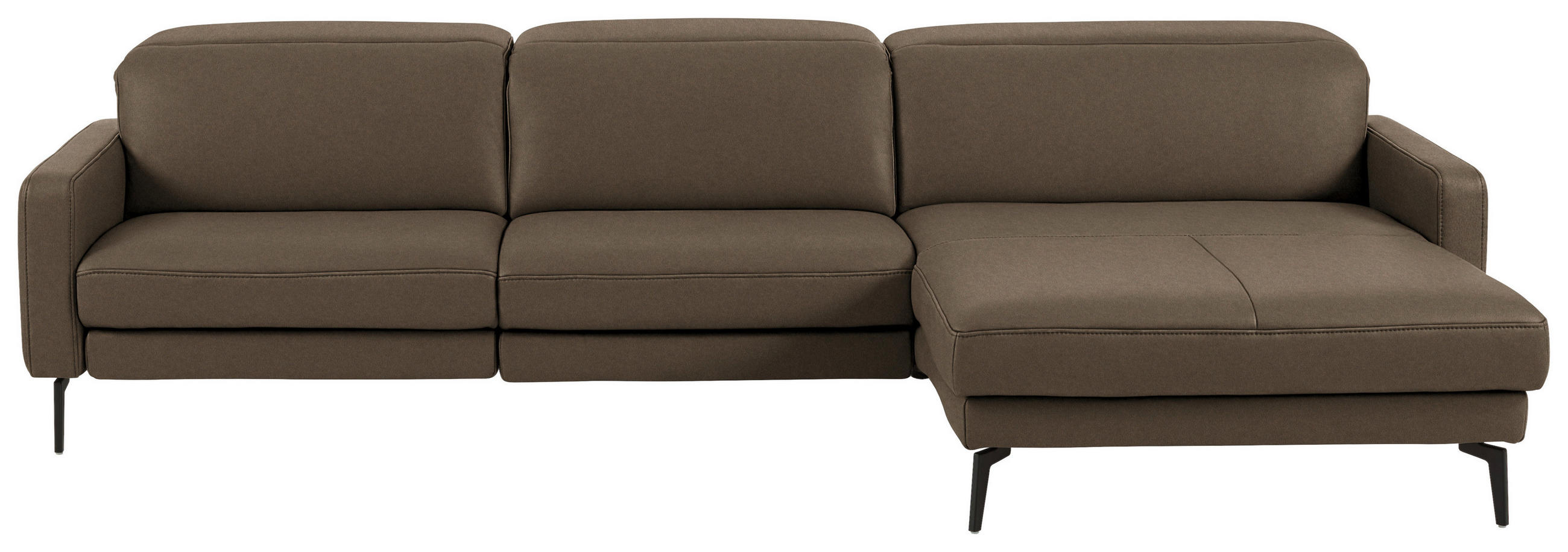ECKSOFA 323/179 cm  in Echtleder Braun Kopfteilverstellung  323/179 cm  - Schwarz/Braun, Design, Leder/Metall (323/179cm) - Dieter Knoll