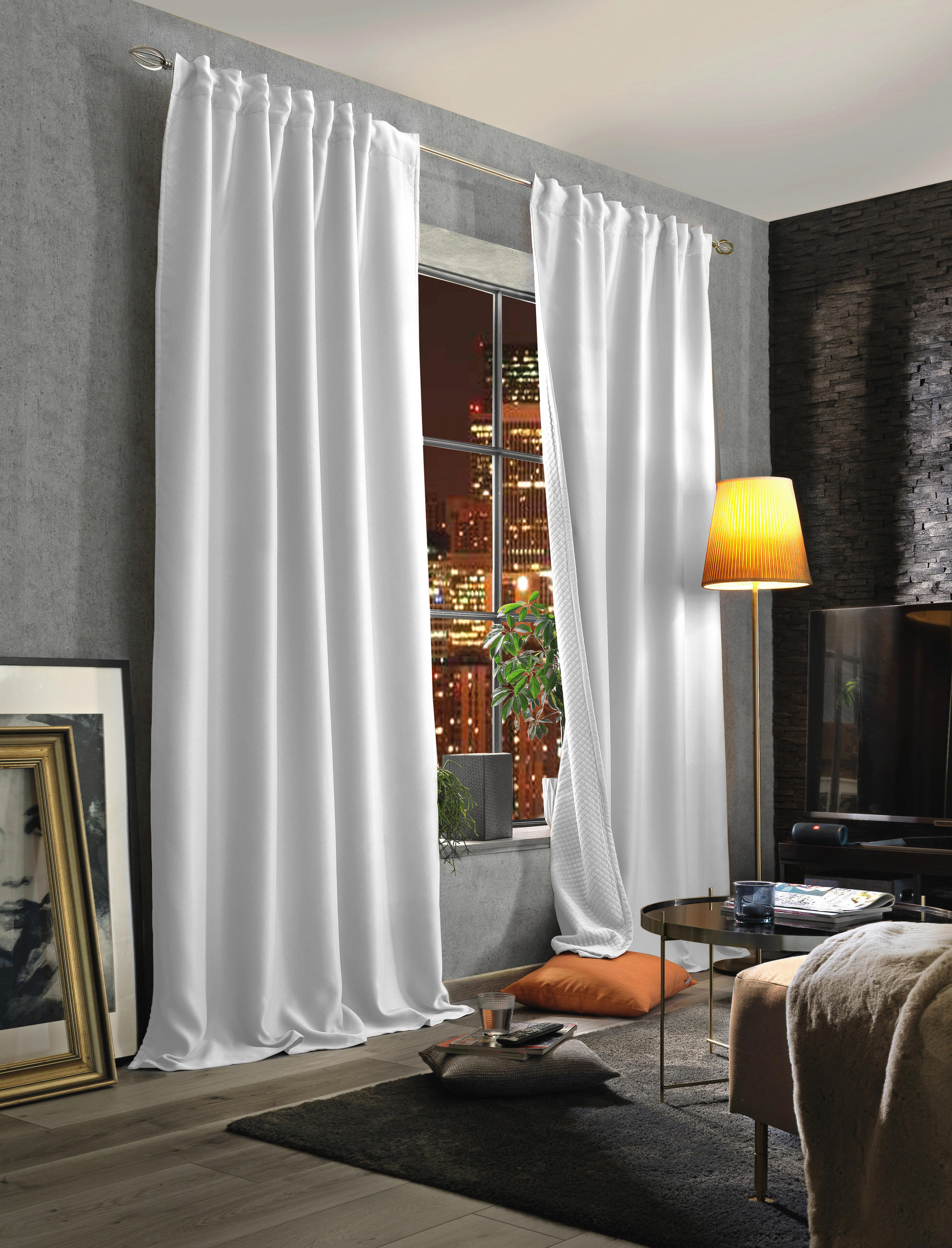 LÄRMSCHUTZVORHANG ACUSTICO blickdicht 135/225 cm   - Weiß, KONVENTIONELL, Textil (135/225cm)
