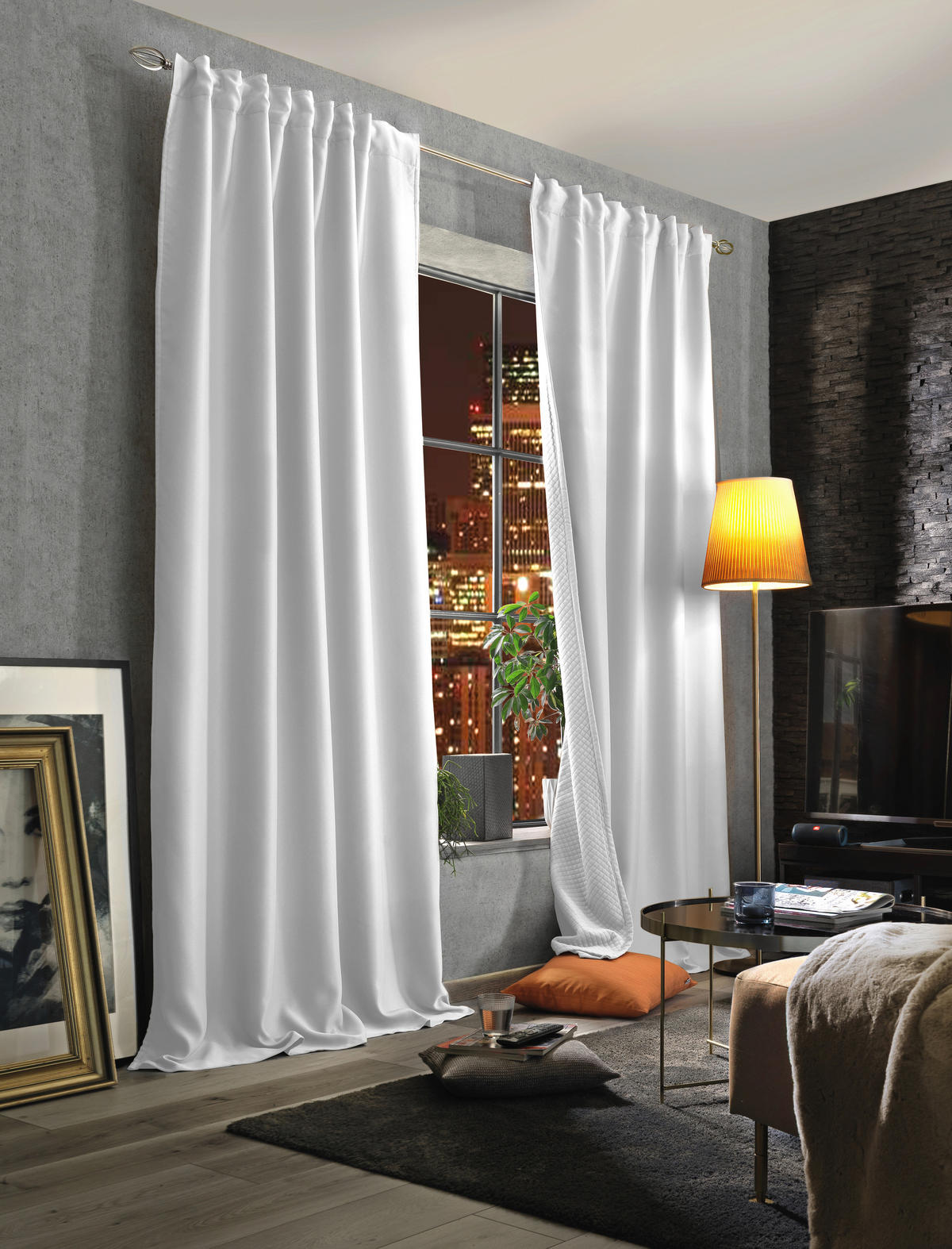 LÄRMSCHUTZVORHANG ACUSTICO blickdicht 135/160 cm   - Weiß, KONVENTIONELL, Textil (135/160cm)