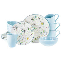 KOMBISERVICE Weiß, Hellblau 16-teilig Candy Drops  - Weiß/Hellblau, Basics, Keramik - Creatable