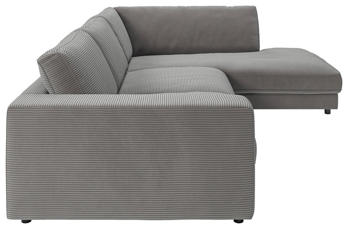 ECKSOFA in Cord Dunkelgrau  - Dunkelgrau/Schwarz, Design, Kunststoff/Textil (325/224cm) - Pure Home Lifestyle