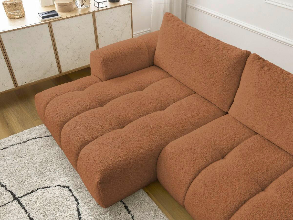 ECKSCHLAFSOFA FUJI Bouclé Orange  inkl.  - Schwarz/Orange, MODERN, Kunststoff/Textil (160/292cm)
