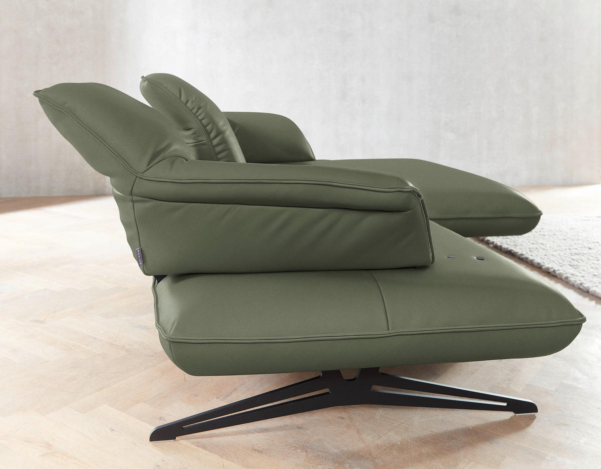ECKSOFA in Echtleder Grün  252/169 cm  - Beige/Schwarz, Design, Leder/Metall (252/169cm) - Koinor