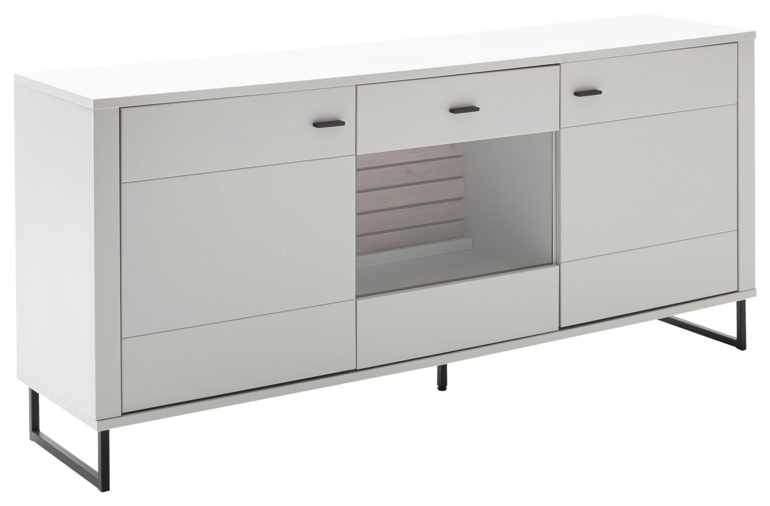 SIDEBOARD Weiß, Eichefarben  189/85/44 cm  - Eichefarben/Anthrazit, Design, Glas/Holzwerkstoff (189/85/44cm) - Stylife