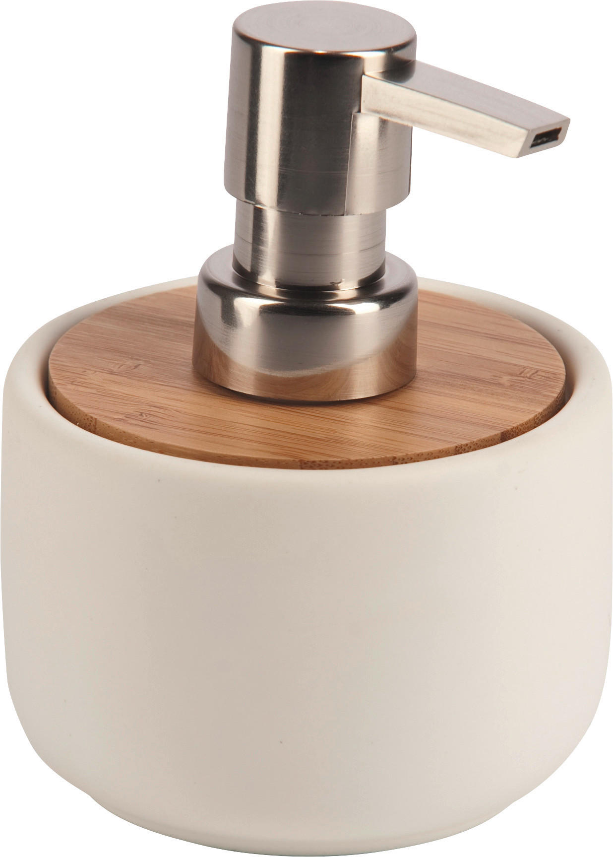 SEIFENSPENDER Holz, Keramik  - Weiss/Braun, Basics, Holz/Keramik (9,1/12,6/9,1cm) - Sadena