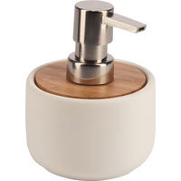 SEIFENSPENDER Holz, Keramik  - Weiss/Braun, Basics, Holz/Keramik (9,1/12,6/9,1cm) - Sadena