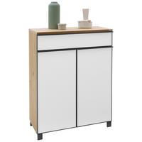 SCHUHSCHRANK furniert Anthrazit, Weiß, Eichefarben  - Eichefarben/Anthrazit, Design, Glas/Holzwerkstoff (84/108/37cm) - Dieter Knoll