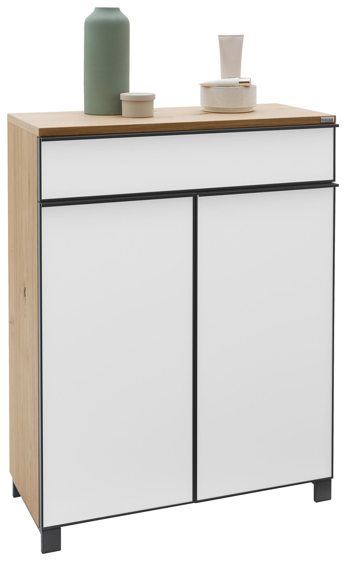 SCHUHSCHRANK furniert Anthrazit, Weiß, Eichefarben  - Eichefarben/Anthrazit, Design, Glas/Holzwerkstoff (84/108/37cm) - Dieter Knoll