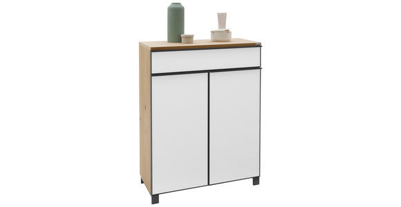 SCHUHSCHRANK furniert Anthrazit, Weiß, Eichefarben  - Eichefarben/Anthrazit, Design, Glas/Holzwerkstoff (84/108/37cm) - Dieter Knoll