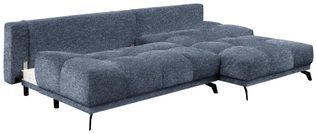 ECKSOFA in Chenille Dunkelblau  - Schwarz/Dunkelblau, Modern, Textil/Metall (290/182cm) - Hom`in