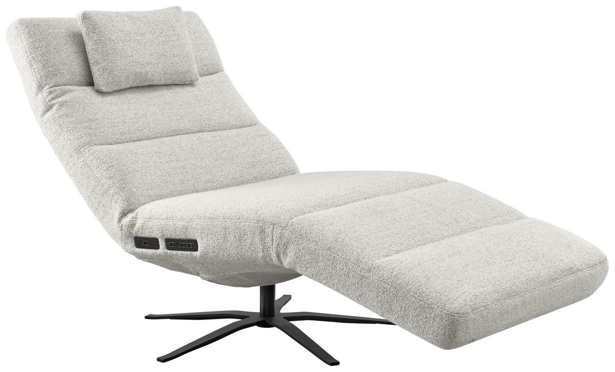 RELAXLIEGE inkl. Akku Flachgewebe Beige  - Beige/Schwarz, MODERN, Textil/Metall (82/53-115/156-206cm) - Pure Home Comfort