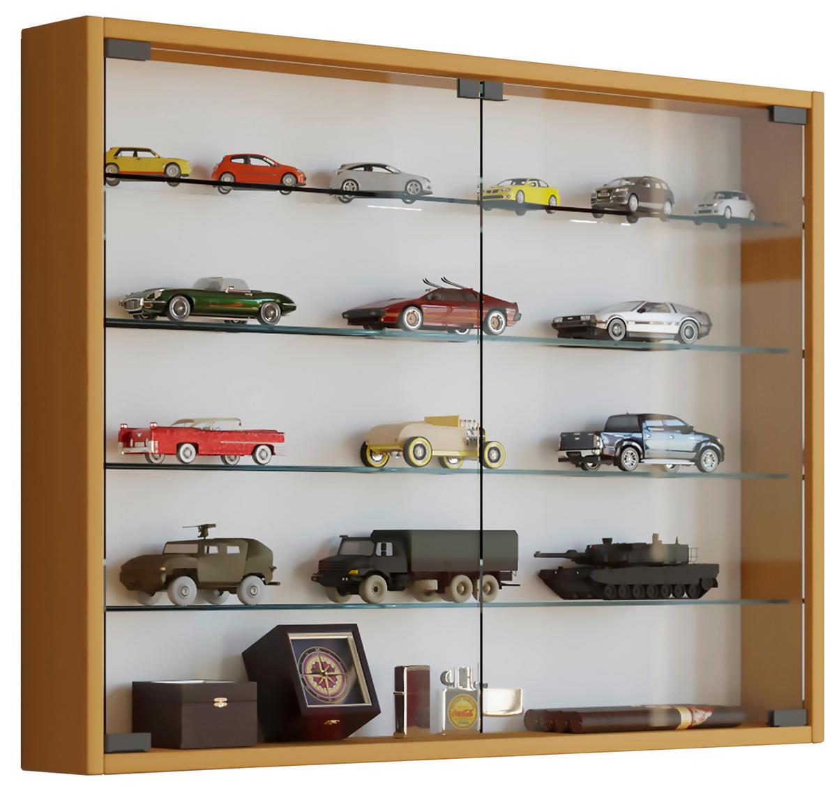 HÄNGEVITRINE in Buchefarben   - Buchefarben/Schwarz, KONVENTIONELL, Glas/Holzwerkstoff (80/60/10cm) - MID.YOU