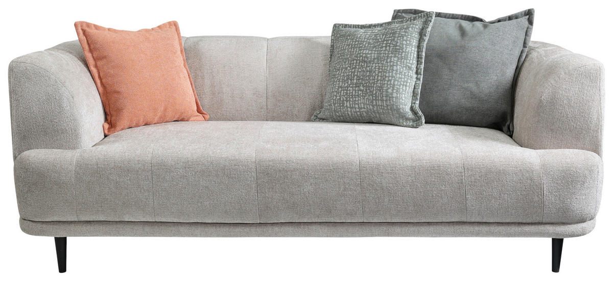 3-SITZER-SOFA Flachgewebe Creme  - Creme/Schwarz, Design, Textil/Metall (226/77/106cm) - MID.YOU