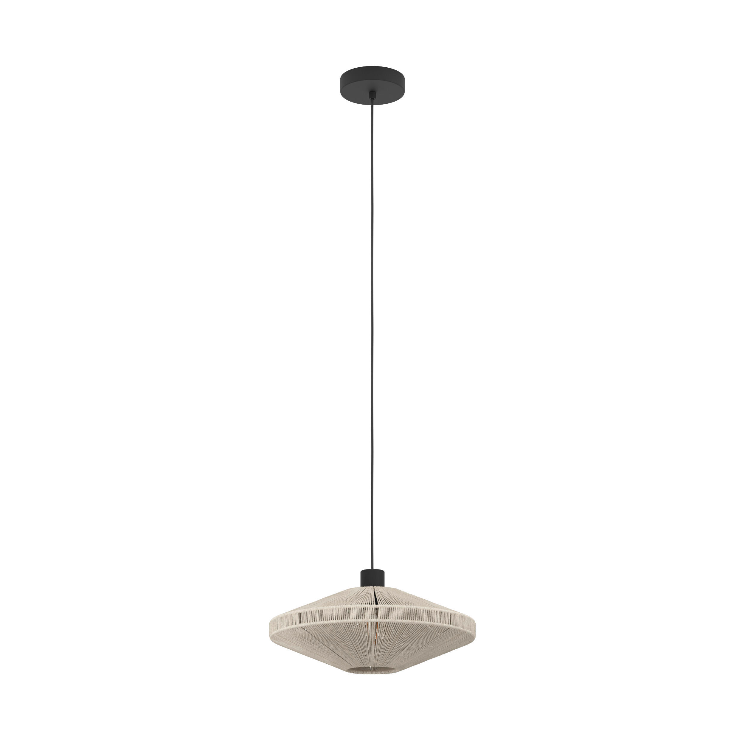 ZÁVĚSNÉ SVÍTIDLO, 38/110 cm  - černá/krémová, Konvenční, kov/textil (38/110cm) - Eglo