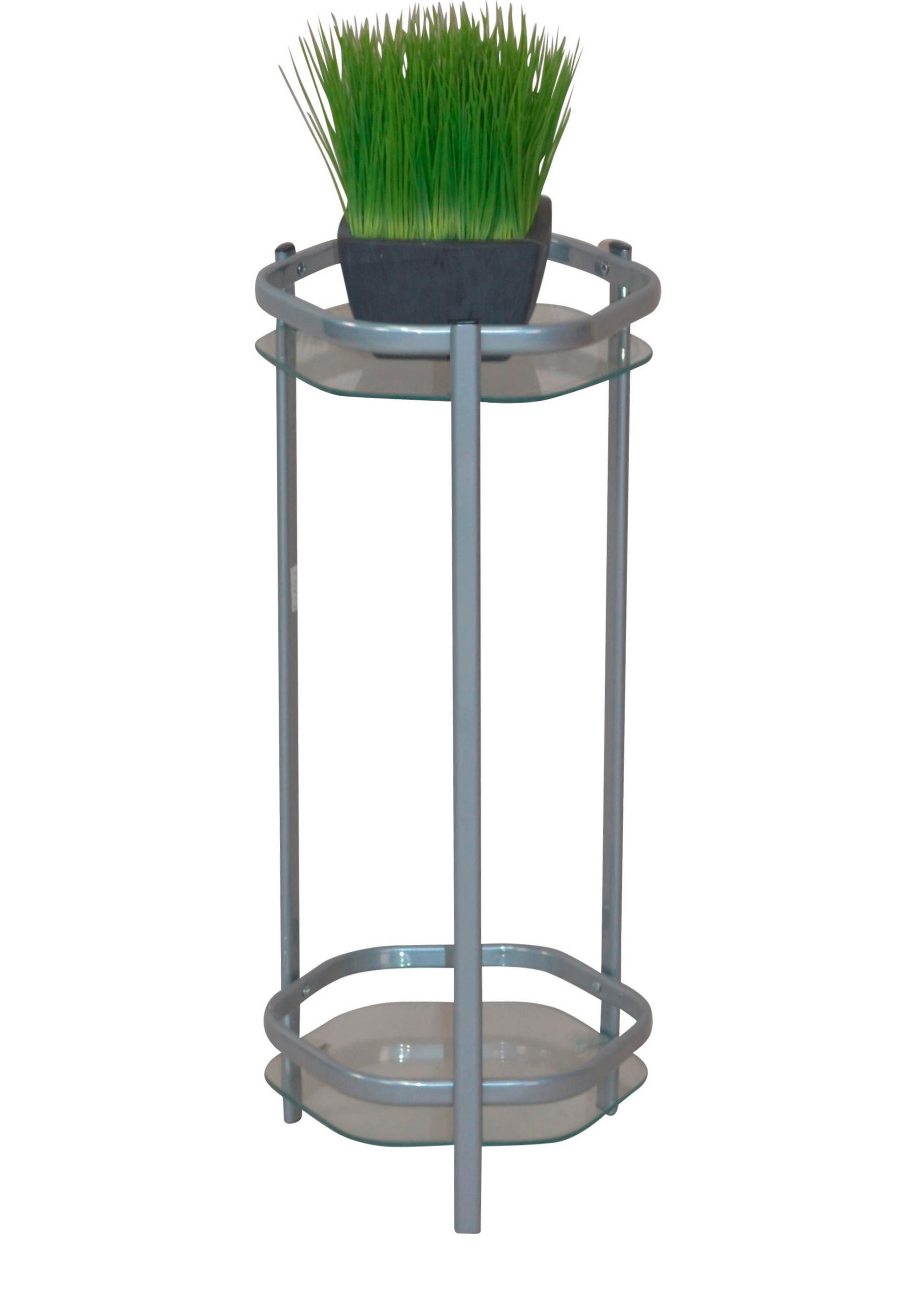 BLUMENTISCH Metall, Glas  - Alufarben, Design, Glas/Metall (28/28/86cm) - MID.YOU