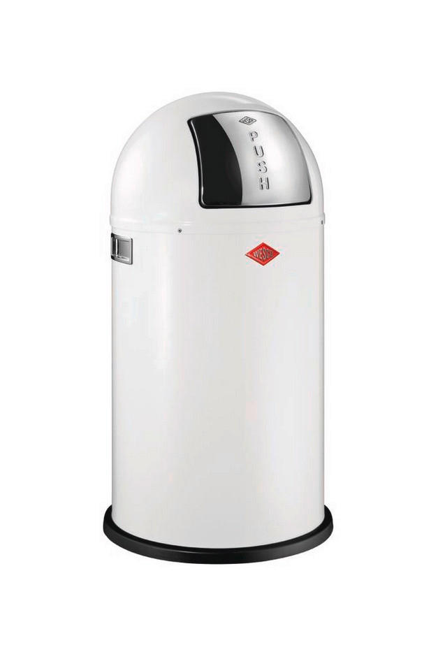 ABFALLSAMMLER PUSHBOY 50 L  - Edelstahlfarben/Weiß, KONVENTIONELL, Kunststoff/Metall (40/75,5cm) - Wesco