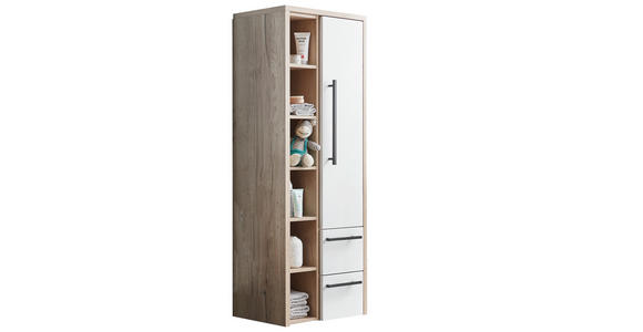 HOCHSCHRANK 65,6/162,8/30 cm - Eichefarben/Schwarz, MODERN, Glas/Holzwerkstoff (65,6/162,8/30cm) - Novel