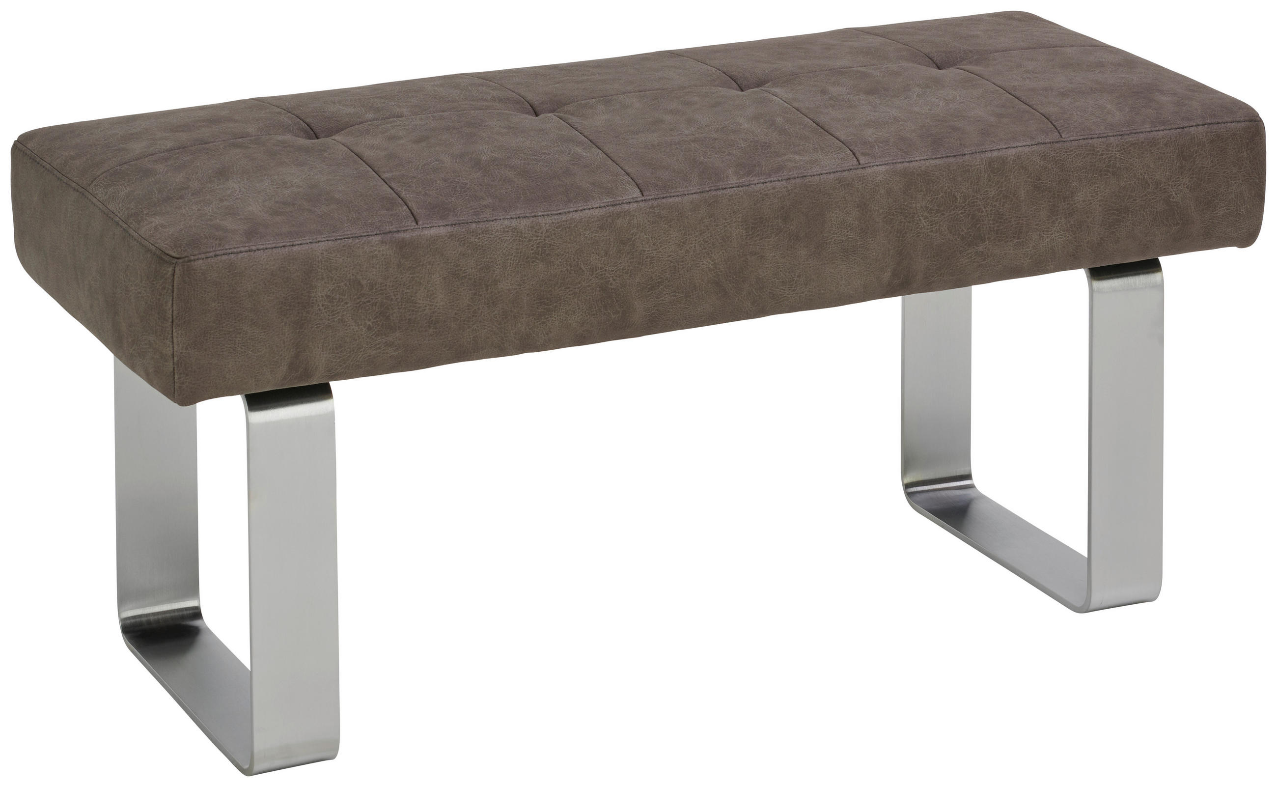 HOCKERBANK 157/51/48 cm Mikrofaser Grau Metall  - Edelstahlfarben/Grau, Design, Textil/Metall (157/51/48cm) - Moderano