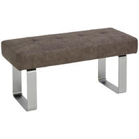 HOCKERBANK 135/51/48 cm Mikrofaser Grau Metall  - Edelstahlfarben/Grau, Design, Textil/Metall (135/51/48cm) - Moderano
