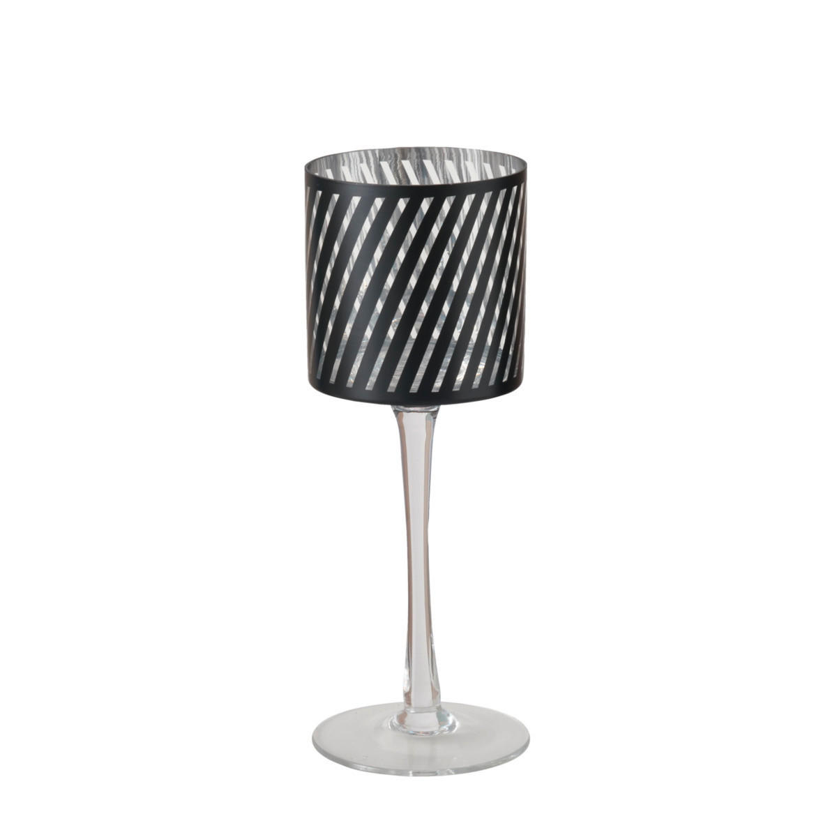 WINDLICHT Schwarz, Silberfarben 9/25 cm  - Silberfarben/Schwarz, KONVENTIONELL, Glas (9/25cm) - Boltze Home