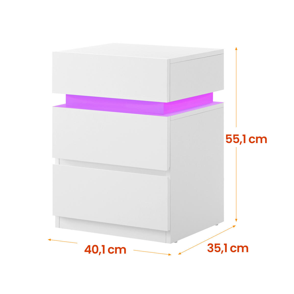 NACHTSCHRANKSET 40/55/35 cm  - Weiß, Trend, Holzwerkstoff (40/55/35cm) - Boxxx