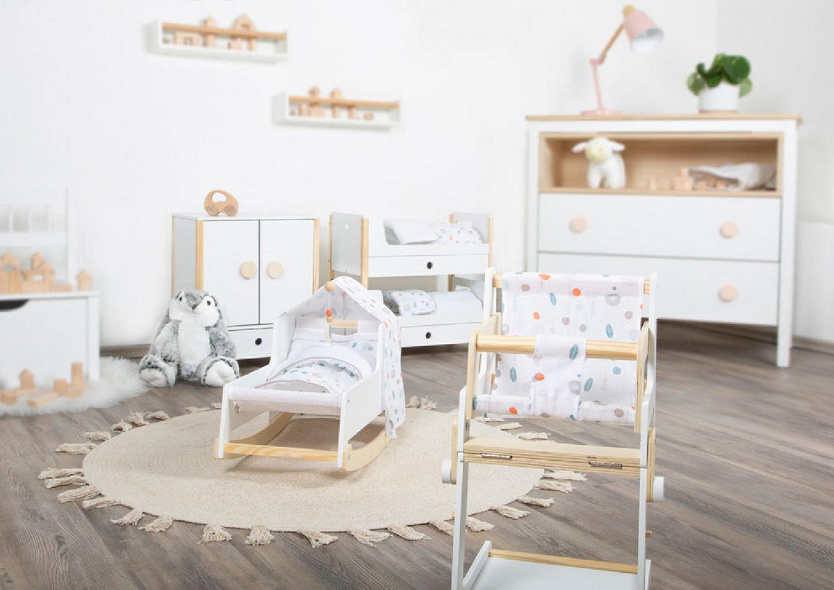 PUPPENBETT Little Button  - Multicolor, Basics, Holz/Textil (50/48/28cm) - small foot