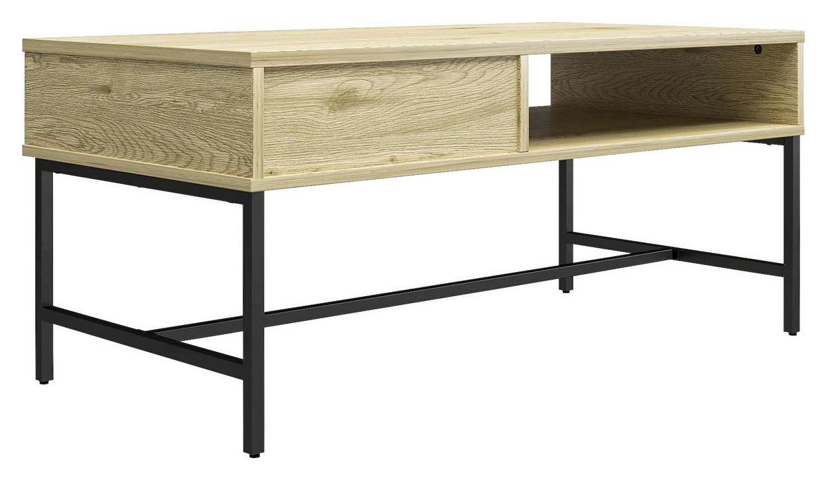 COUCHTISCH in Metall, Holzwerkstoff 101/45/50 cm  - Eichefarben/Schwarz, Design, Holzwerkstoff/Metall (101/45/50cm) - MID.YOU