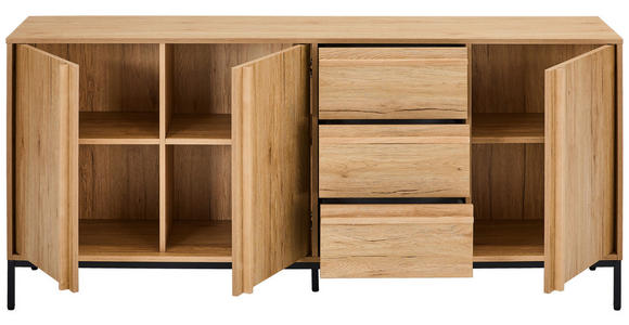 SIDEBOARD WABI 180/81/40 cm 3 Schublade(n)  - Eichefarben/Schwarz, Design, Holz/Holzwerkstoff (180/81/40cm) - Xora
