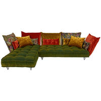 ECKSOFA  in Velours Multicolor  219/349 cm  - Multicolor, Trend, Textil/Metall (219/349cm) - Bretz