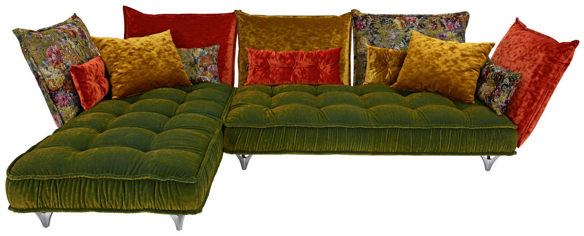 ECKSOFA  in Velours Multicolor  219/349 cm  - Multicolor, Trend, Textil/Metall (219/349cm) - Bretz