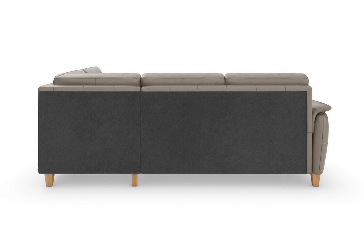ECKSOFA PALMERA E in Echtleder Grau  236/212 cm  - Eichefarben/Grau, Basics, Leder/Holz (236/212cm) - Sit & More