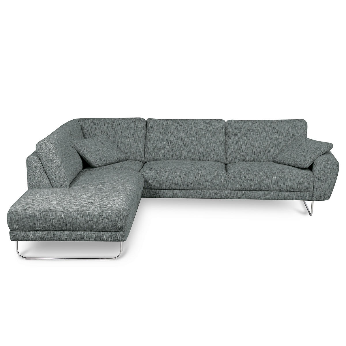 ECKSOFA 250/273 cm SPRING in Webstoff Anthrazit Zierkissen  250/273 cm  - Chromfarben/Anthrazit, Design, Textil/Metall (250/273cm) - Livetastic
