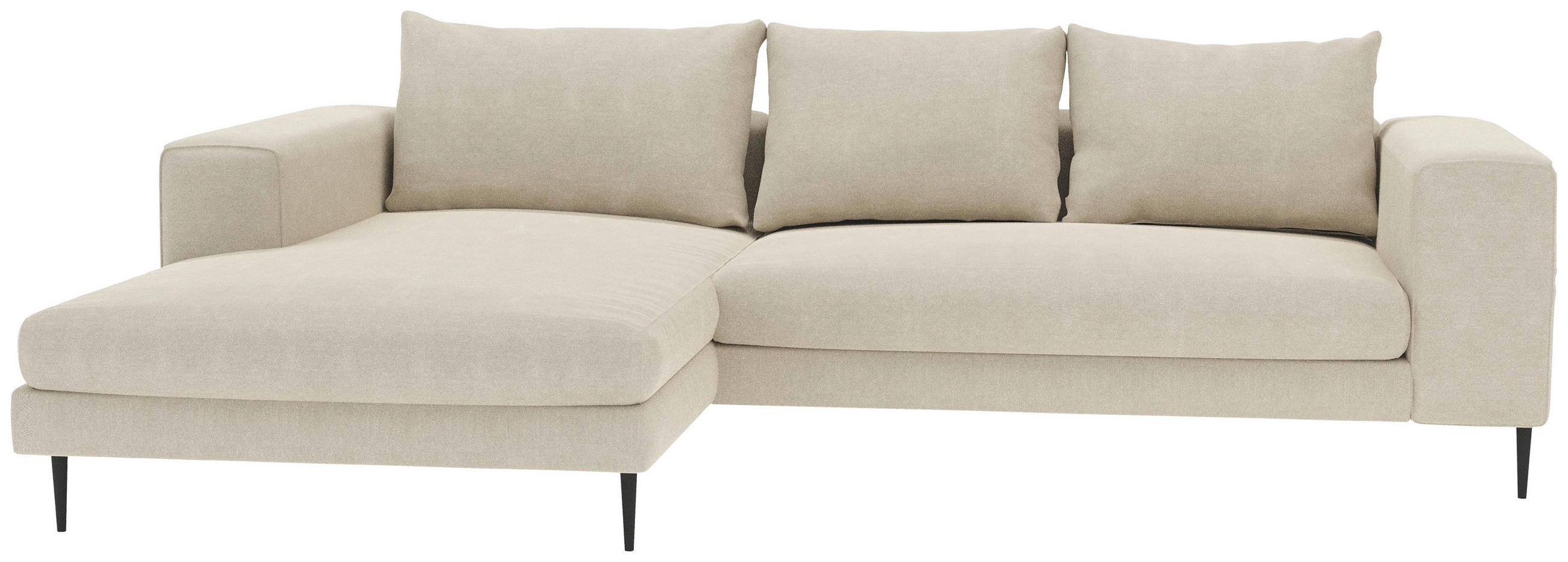 ECKSOFA AURORA Beige Struktur - Beige/Schwarz, MODERN, Textil/Metall (170/275cm) - Trendmanufaktur