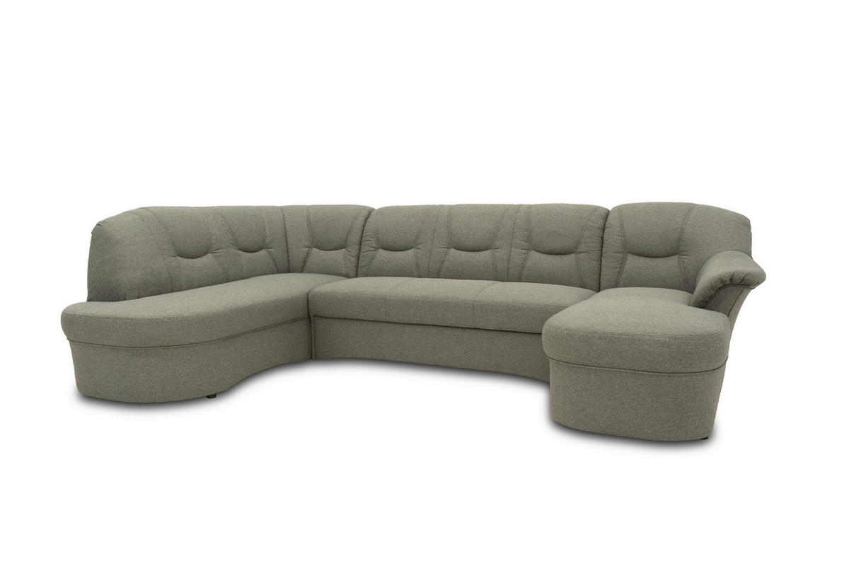 WOHNLANDSCHAFT Graubraun Mikrofaser  - Graubraun/Schwarz, KONVENTIONELL, Kunststoff/Textil (180/295/146cm) - MID.YOU