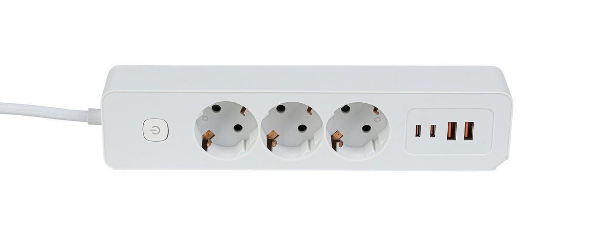 STECKDOSENLEISTE - Weiß, Basics, Kunststoff/Metall (24/5,5/4cm) - Mican