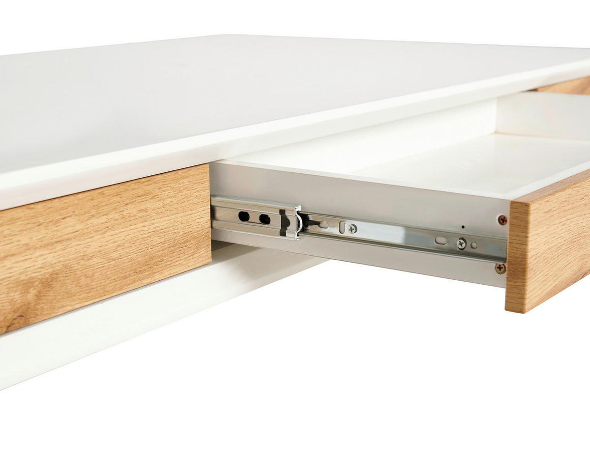 COUCHTISCH 130/70/49,5-77,5 cm rechteckig Weiß, Eichefarben  - Eichefarben/Weiß, Design, Holzwerkstoff/Metall (130/70/49,5-77,5cm) - Livetastic