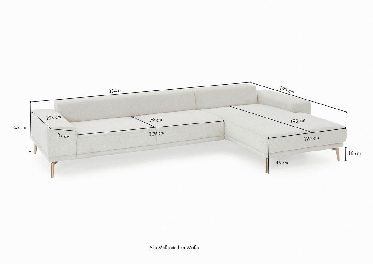 ECKSOFA in Flachgewebe Currygelb  - Wildeiche/Currygelb, Design, Holz/Textil (334/193cm) - Niels Andersson