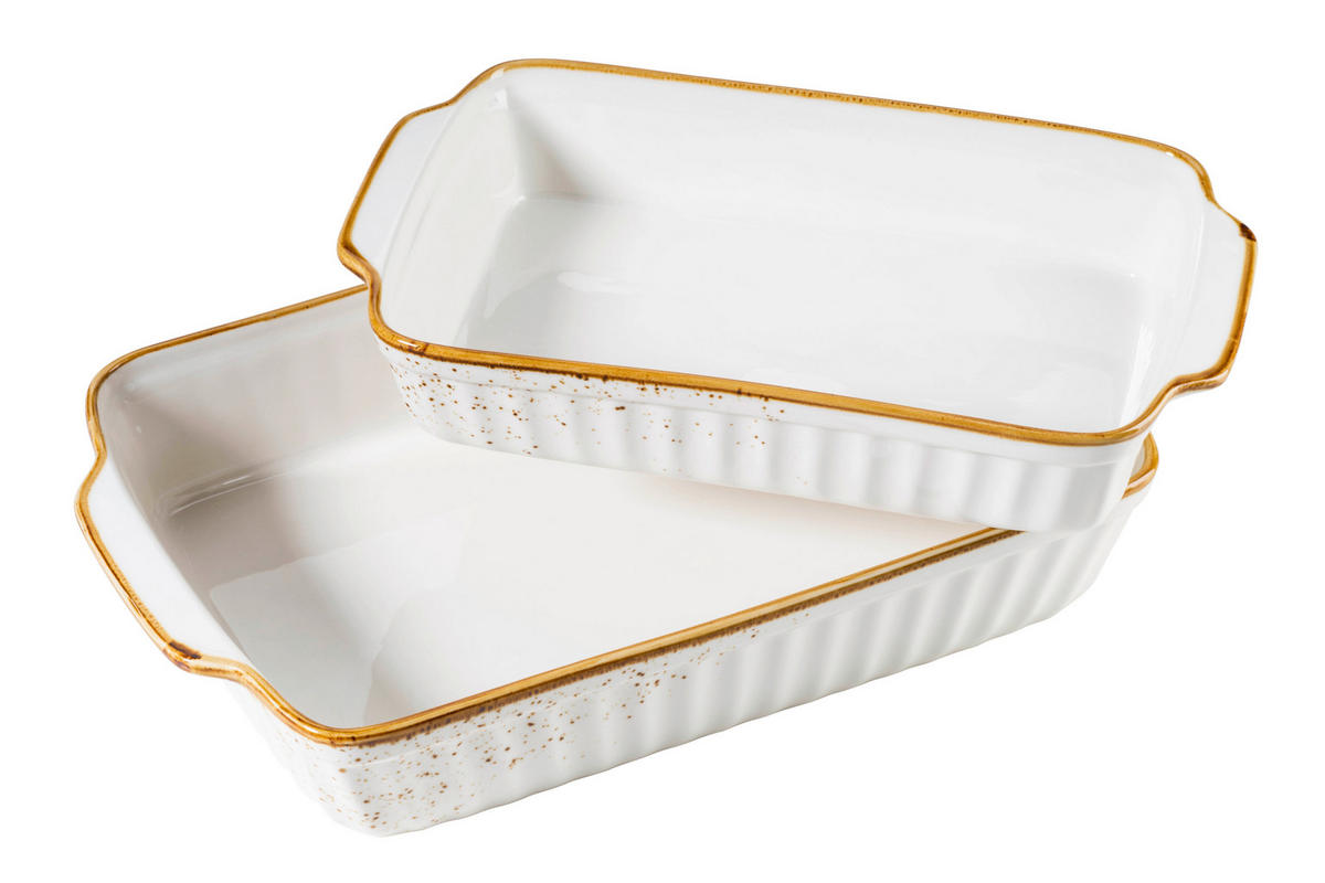 AUFLAUFFORM 36/22/6,6 cm   - Braun/Weiß, Basics, Keramik (36/22/6,6cm) - Mäser