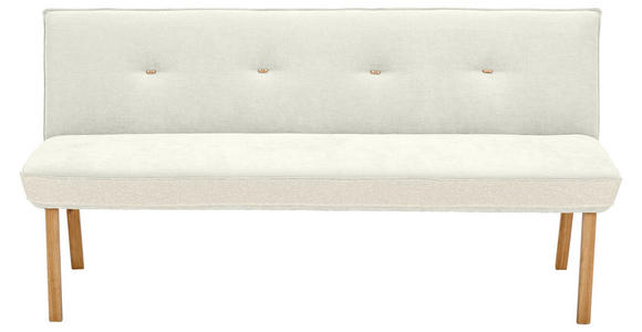 SITZBANK 180/88/63 cm Webstoff, Mikrofaser Creme Eiche vollmassiv - Eichefarben/Creme, Design, Holz/Textil (180/88/63cm) - Linea Natura