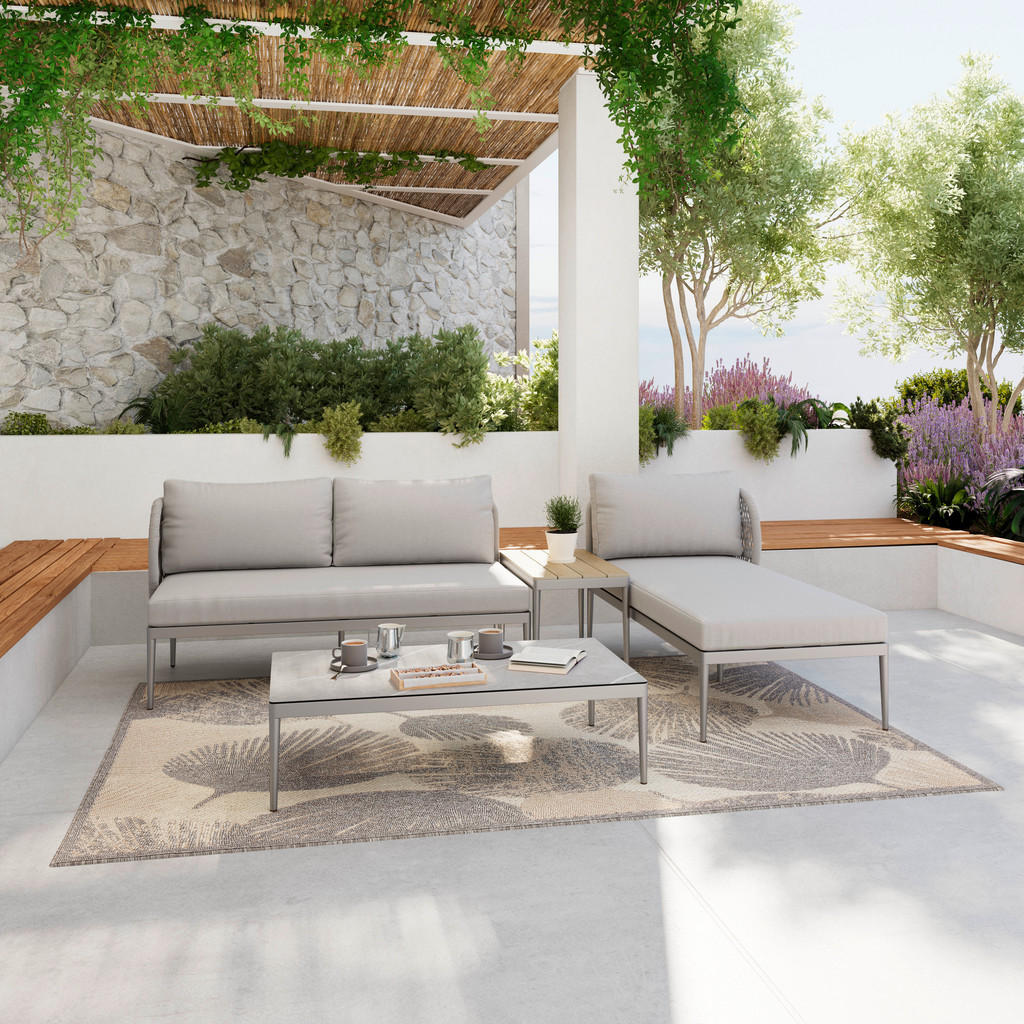 Ambia Garden TERASOVÁ SEDACÍ SOUPRAVA 4dílné, textil, sklo, plast, kov