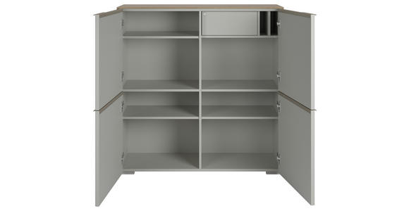 HIGHBOARD 112,6/114,0/37,2 cm - Eichefarben/Weiß, Design, Glas/Holzwerkstoff (112,6/114,0/37,2cm) - Voleo