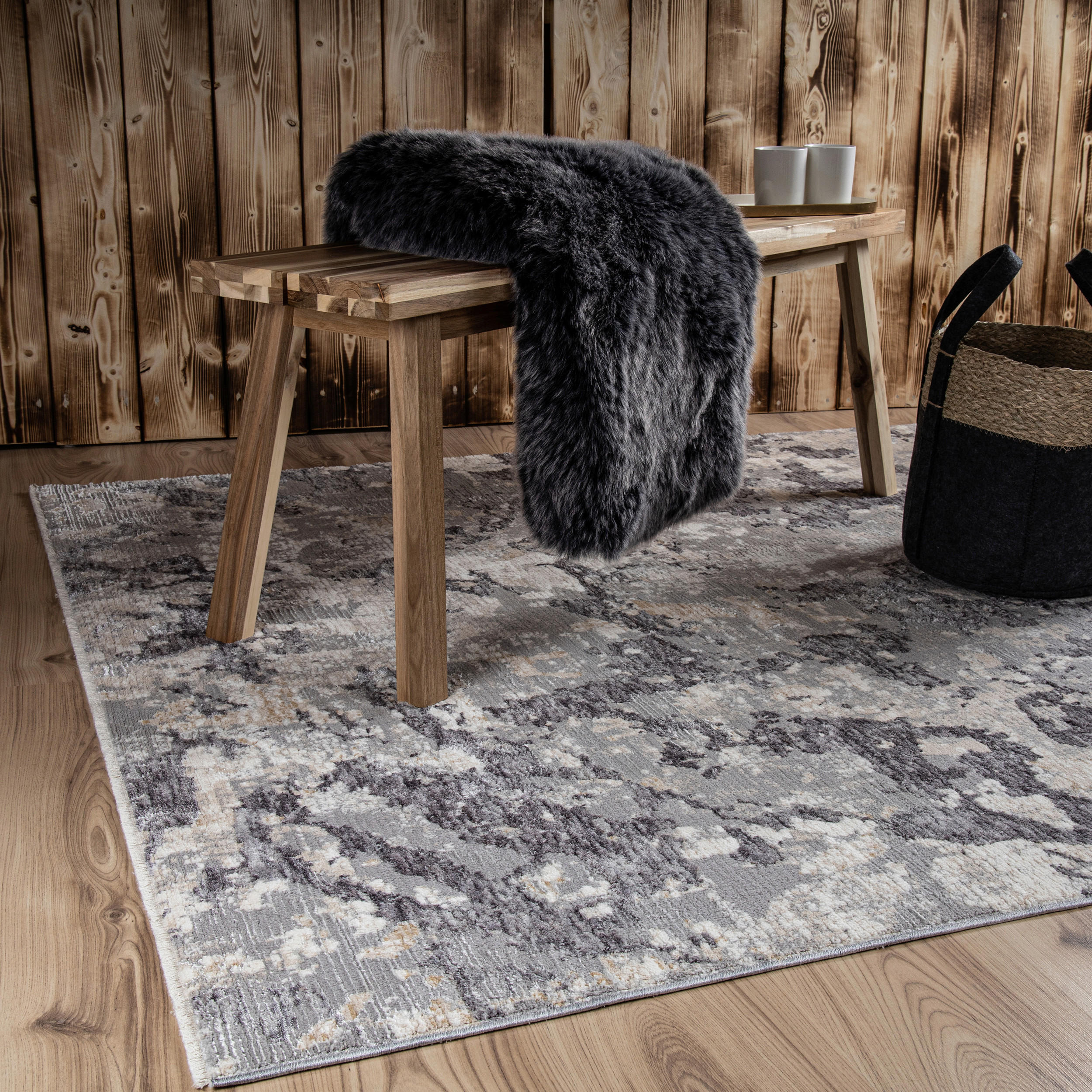 COVOR ȚESUT My Manaos  - gri, Konventionell, textil (140/200cm)