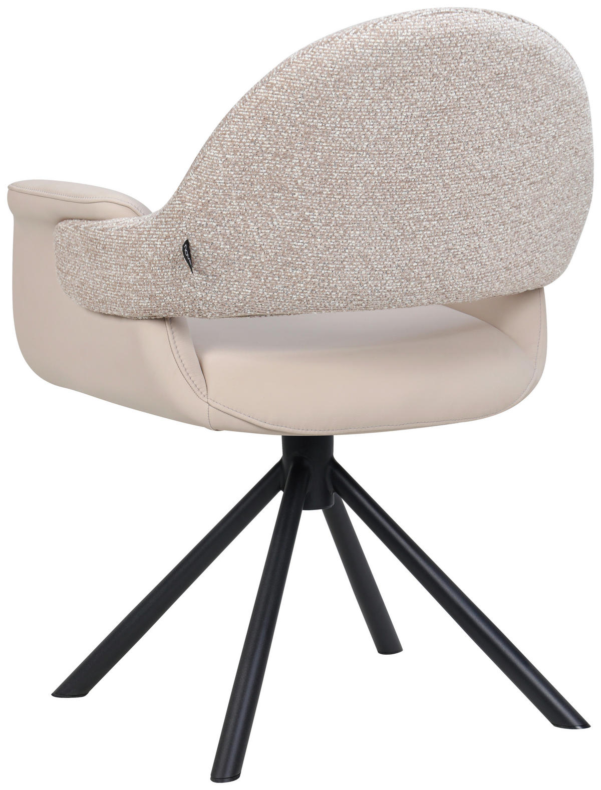 ARMLEHNSTUHL  Sitzfläche 360° drehbar, inklusive Armlehnen, automatische Rückholfunktion Webstoff Echtleder  - Beige/Schwarz, Design, Leder/Textil (62,5/86/64cm) - Novel
