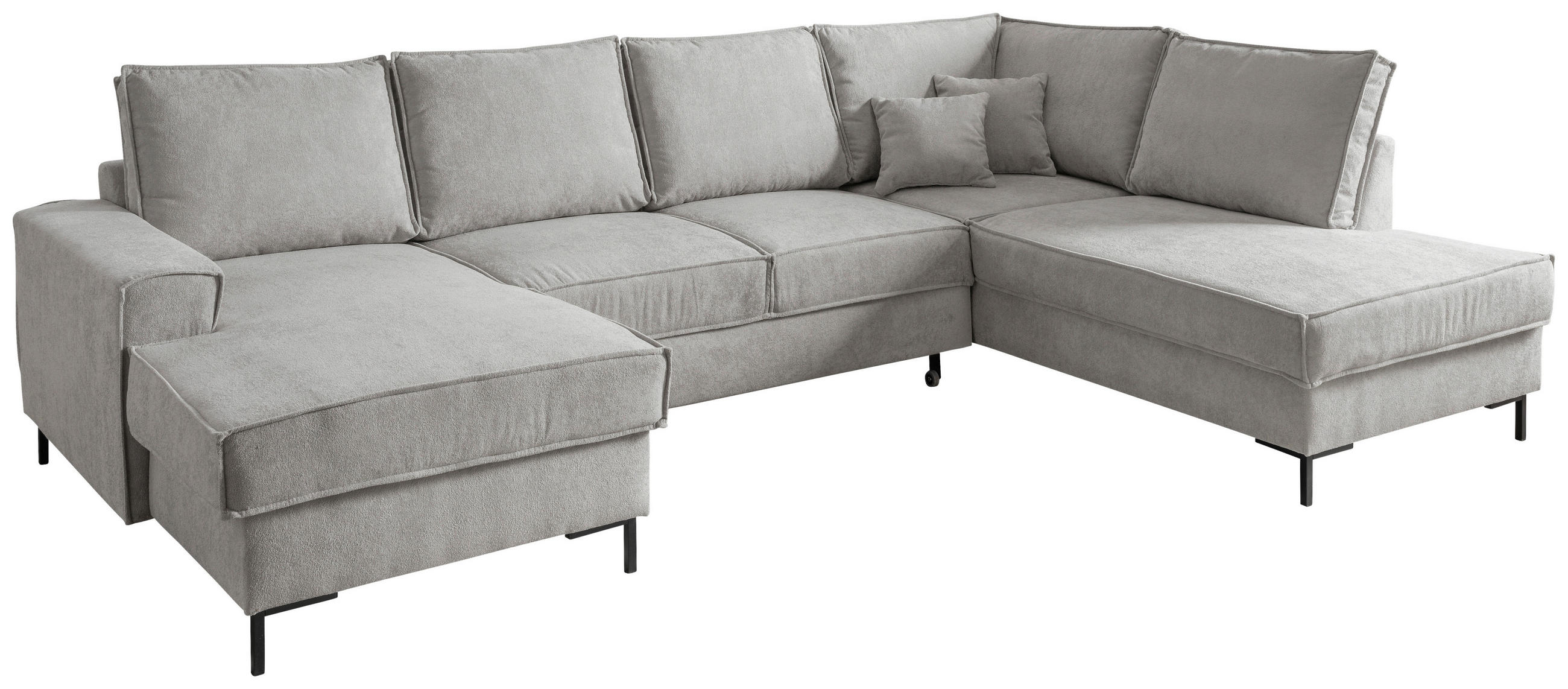 WOHNLANDSCHAFT Silberfarben Mikrofaser  - Silberfarben/Schwarz, MODERN, Textil/Metall (150/309/198cm) - MID.YOU