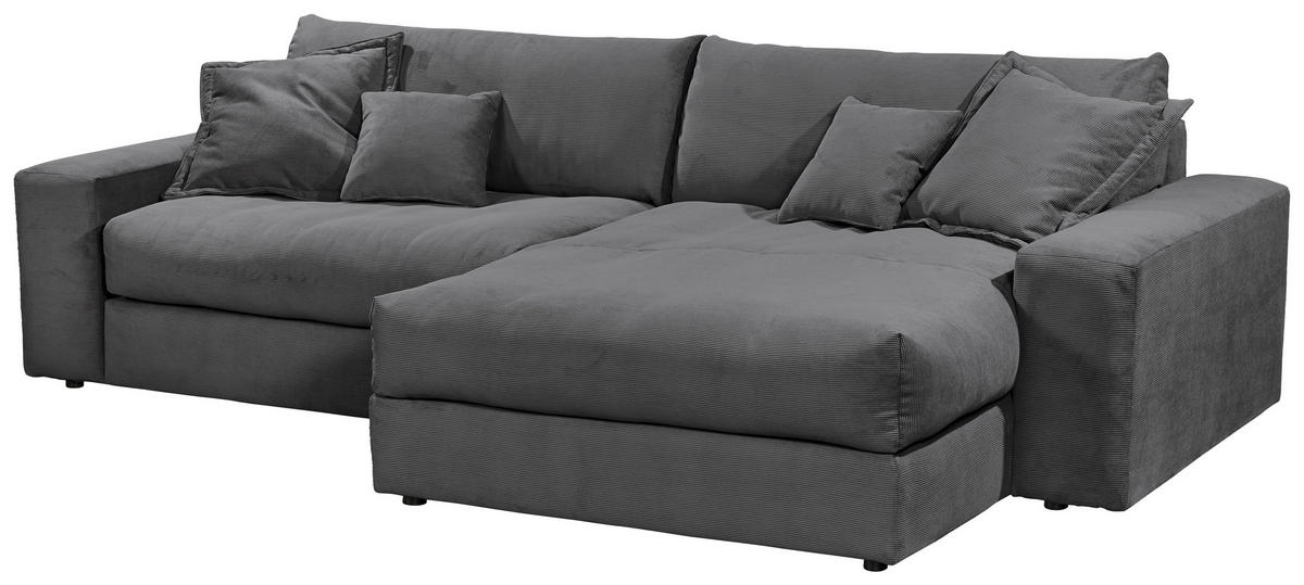 ECKSCHLAFSOFA  KAMIL Anthrazit Cord  - Anthrazit/Schwarz, MODERN, Kunststoff/Textil (180/297cm) - Livetastic