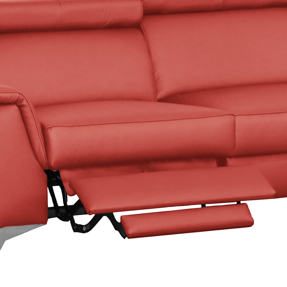 ECKSOFA Rot Echtleder Lederlook  - Chromfarben/Rot, Design, Leder/Textil (257/197cm) - Livetastic